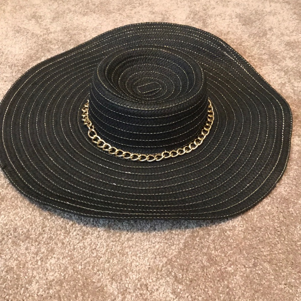 Ivanka Trump Black and Gold Floppy Hat